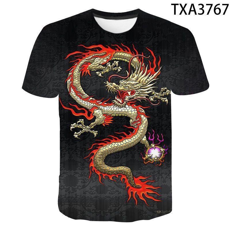 Summer Handsome T-Shirt For Men Chinese Dragon 3d Print Harajuku Clothing Casual Short Sleeve Tops Oversized Men's T Shirt