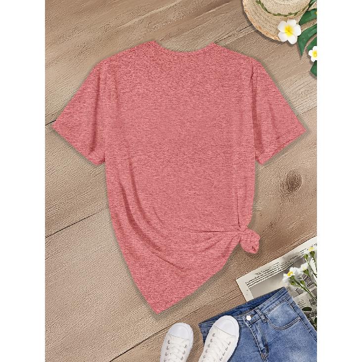Single-piece women's short-sleeve shirt T Shirt Leopard print Apple teacher-themed casual crew neck sports top Suitable for wear in spring, summer,