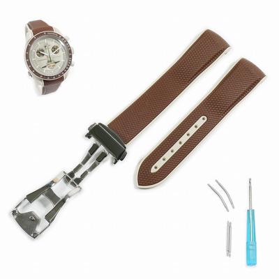 Swatch X OMEGA Rubber Strap with D-Buckle (Brown & Beige/Saturn)