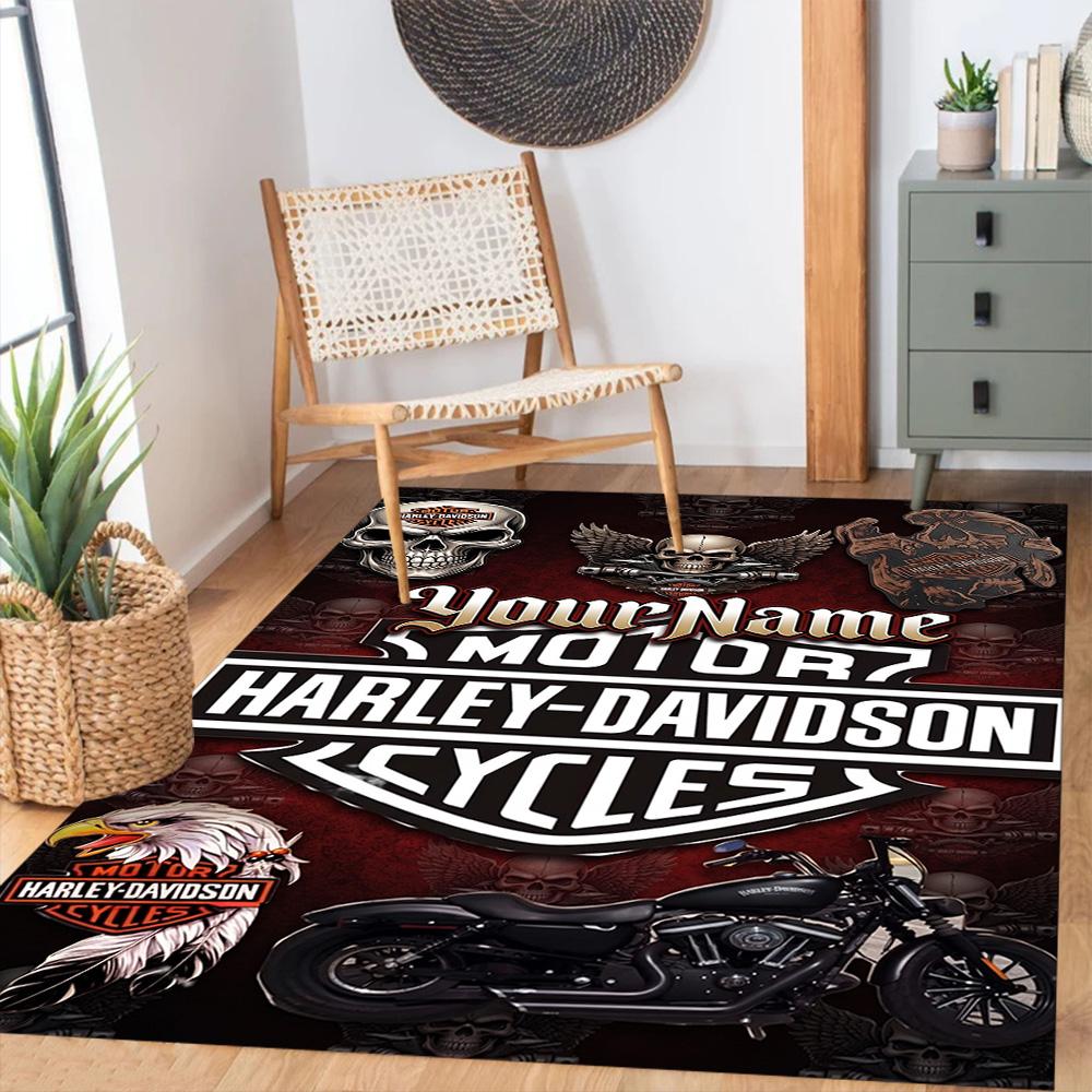 Harley-davidson Motorcycles Personalized Text Area Rug Perfect for Kitchen Dormitory Playrooms Hallway Anti-slip Rug Decorate Offices