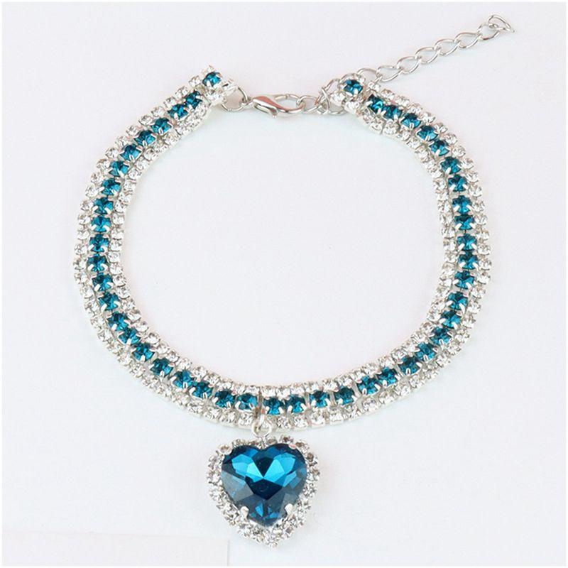 Practical-Dog Shiny Rhinestone Collar Cat Heart Diamond Jewelry Necklace Pet Bling Princess Collar Puppy Supplies Replacement Pa