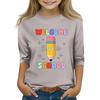 Kids Printed Three-Quarter Sleeve Round Neck Top for Back to School Casual Wear
