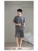 7A Antibacterial Plus Size Cotton Pajamas for Men - Short Sleeve & Shorts, Cooling, Round Neck, Summer Outerwear/Loungewear