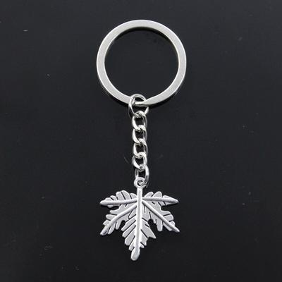 Llavero de Moda 28x27mm Hoja de Arce de Canadá Color Plata Colgantes DIY Joyería para Hombre Llavero Anilla Soporte Recuerdo Para Regalo