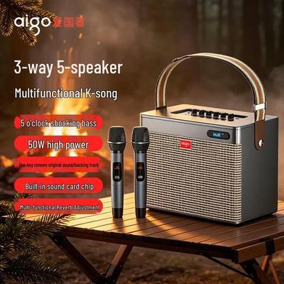 Aigo T165 Portable KTV Bluetooth Speaker with Live Sound Card (CN Version)