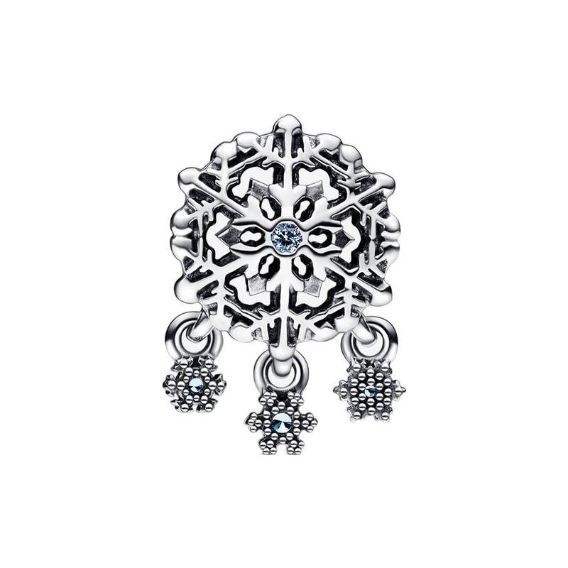 Pandora Hollow Snowflake 925 Silver Pendant Charm Women s Silver/Light Blue 792367C01