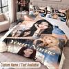 Custom Name Text 3Pcs Bedding Set Aespa Duvet Cover And Two Pillowcases