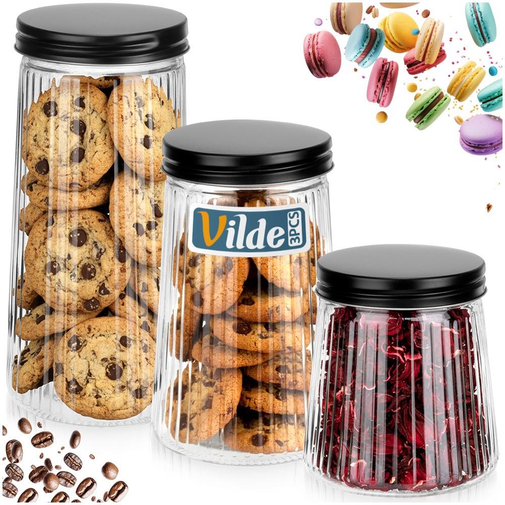 Glass Containers For Loose Products With Lid 1.4 L / 1 L / 700 Ml 3 Pcs.