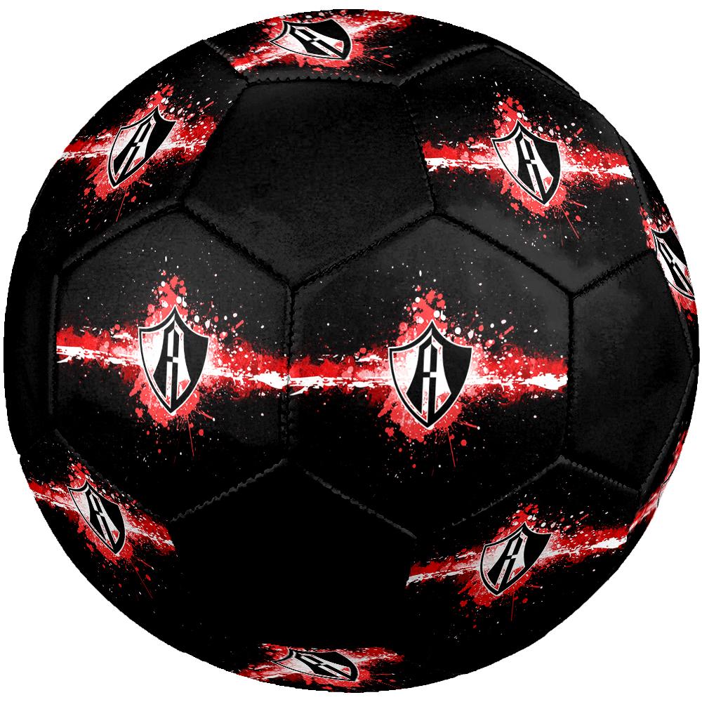 SIZE 5 Atlas Football Club (Black & Red Background) Soccer Ball Colorful All Ages Machine Stitched PVC Competition Ready Durable High-Bounce