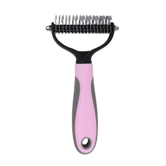 Pet Grooming Rake, Dual-Sided Stainless Steel Blades, Pet Deshedding And Dematting Brush, Undercoat Rake for Dogs Cats Thick Coats Detangling