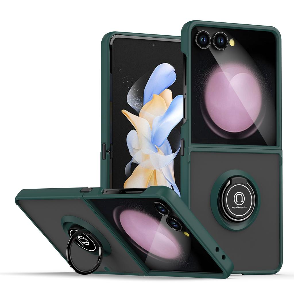 Sports for Luxury Magnetic Ring Folding Cell Phone Case for Z Flip 5G/7 Protective TPU+PC Shockproof Screen Protector