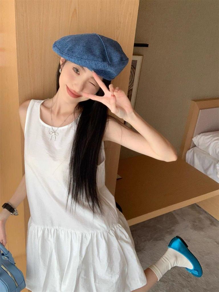 Petite Women's Elegant Summer Dress with Lining & Zipper - Loose, Bud-Shaped Short Skirt