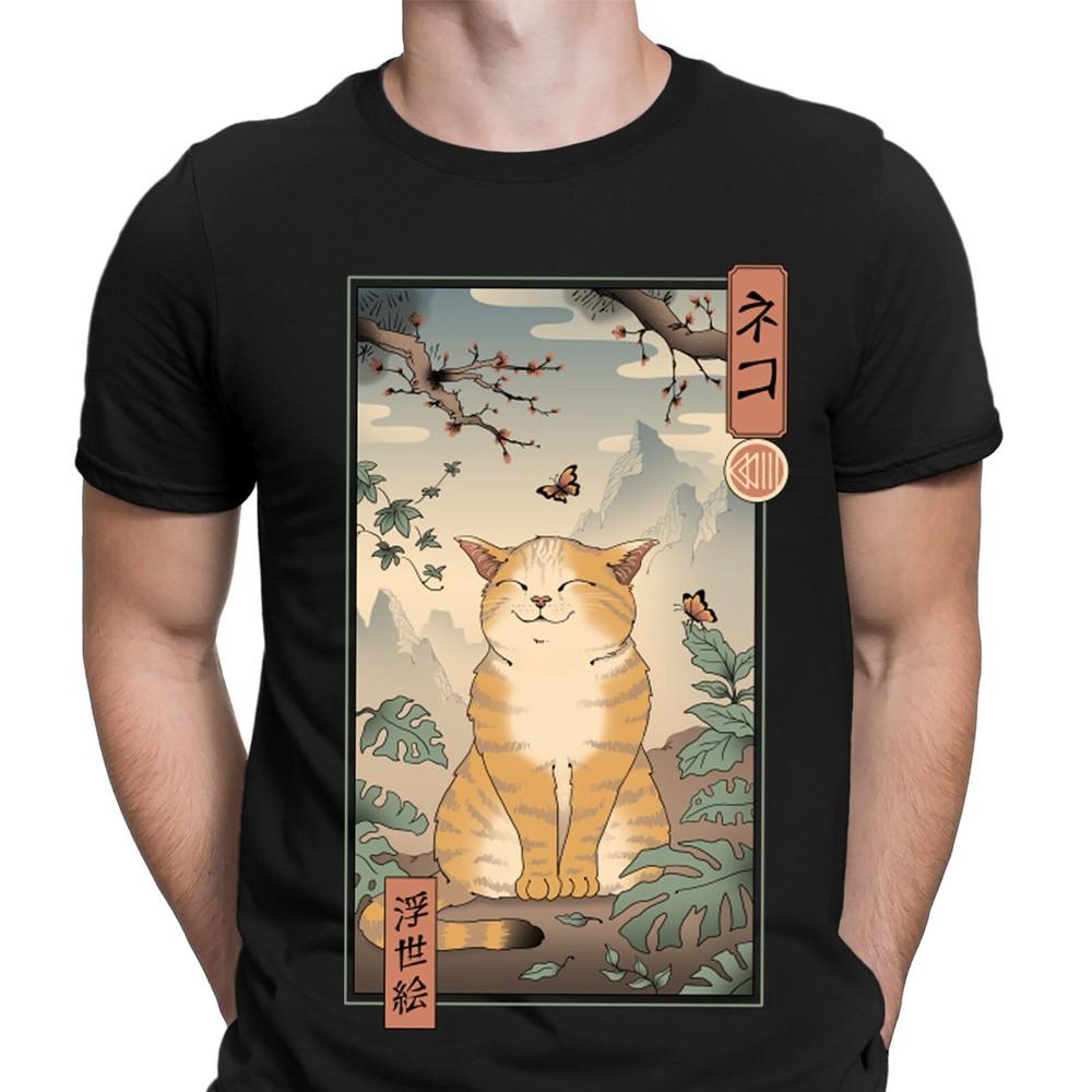 Edo Cat Kitty Anime Japan Japanese Animal Lovers Gift Mens TShirts Tee Top D L