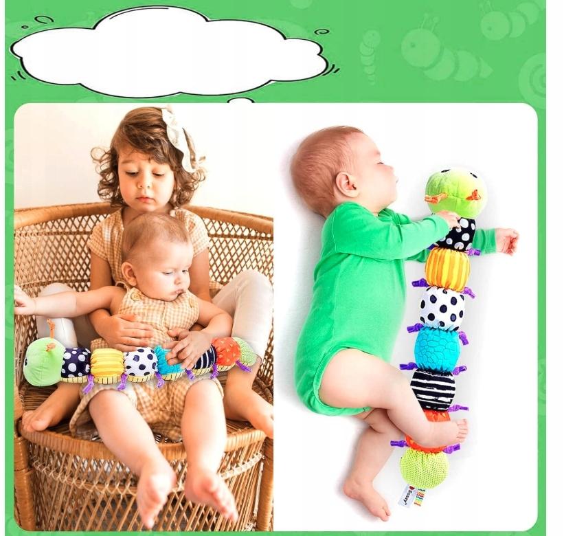 Sensory Plush Caterpillar for Babies with Music Anti-stress Mirror