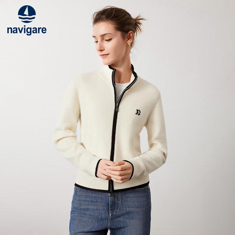 Navigare Women's Mock Neck Wool Knit Cardigan