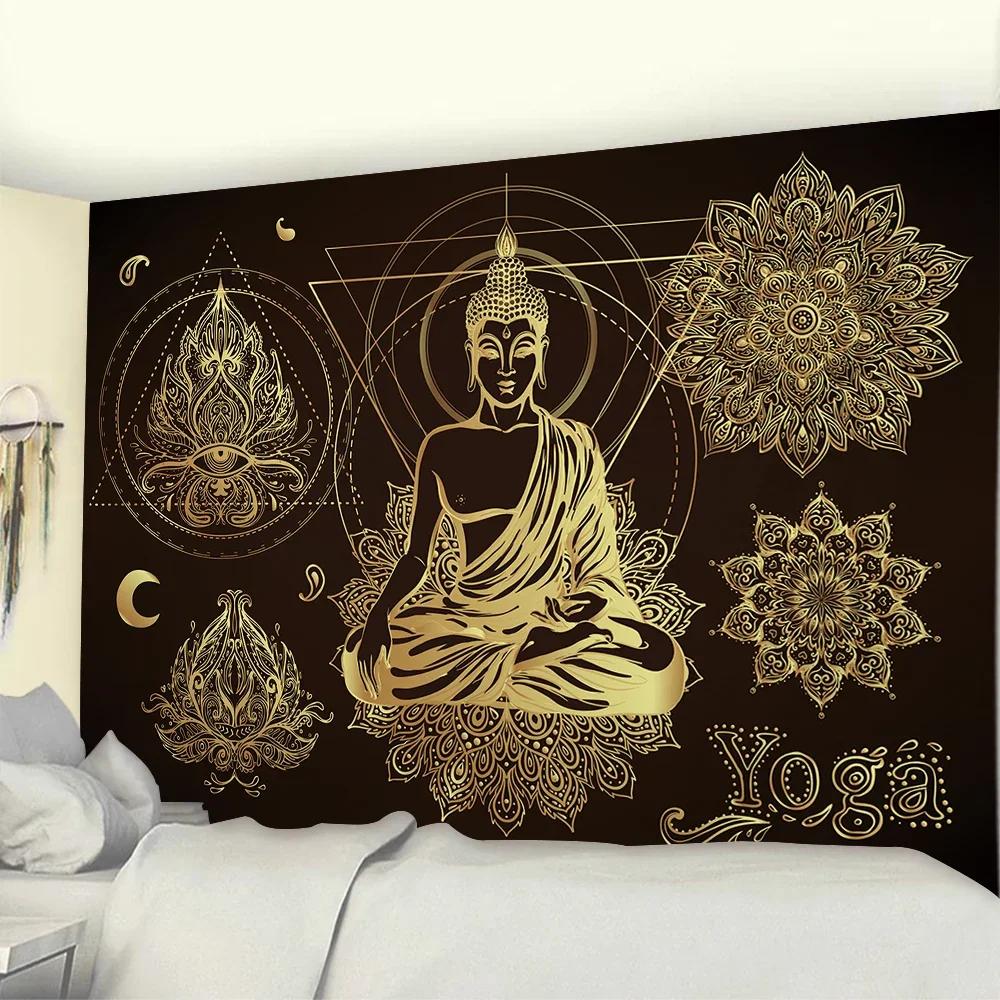 Tapiserie cu statuie lui Buddha, cuvertură de pat, agățată pe perete, covoraș de plajă boem, fete de masă, decor pentru dormitor