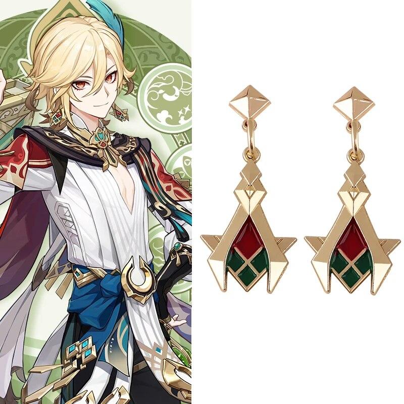 Spillfigur Anime Yae Miko Vision Cospaly Rekvisitter Metalllegering Øredobb Ørestikker Smykker Kvinnetilbehør Gave til Fans