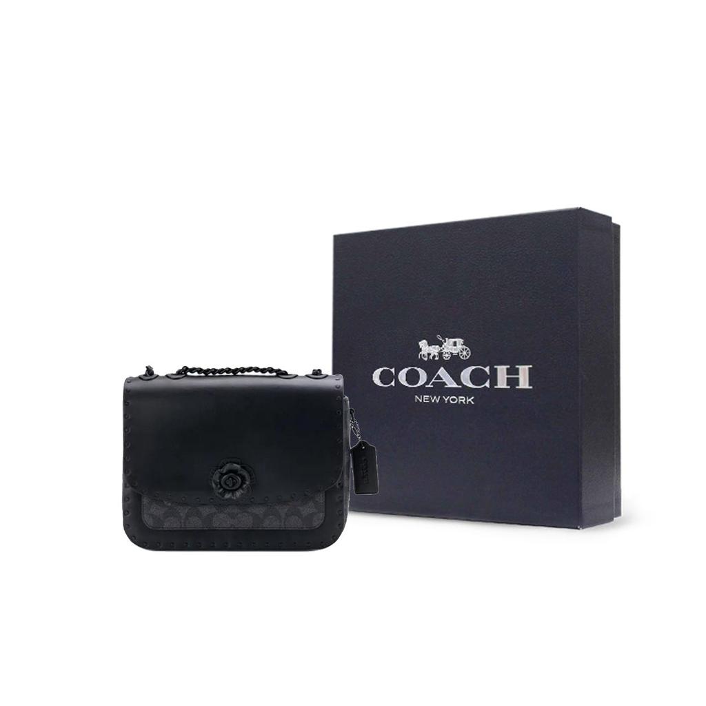 Coach Madison 24 Camellia Logo Turnlock Crossbody Bag Women Crossbody Bag Charcoal-Gray CW454-MWQV8