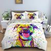 Watercolor Dog Bedding Set Cute Happy Colorful Puppy Duvet Cover Cartoon Bedding Decoration Queen for Women Children Girls Gift