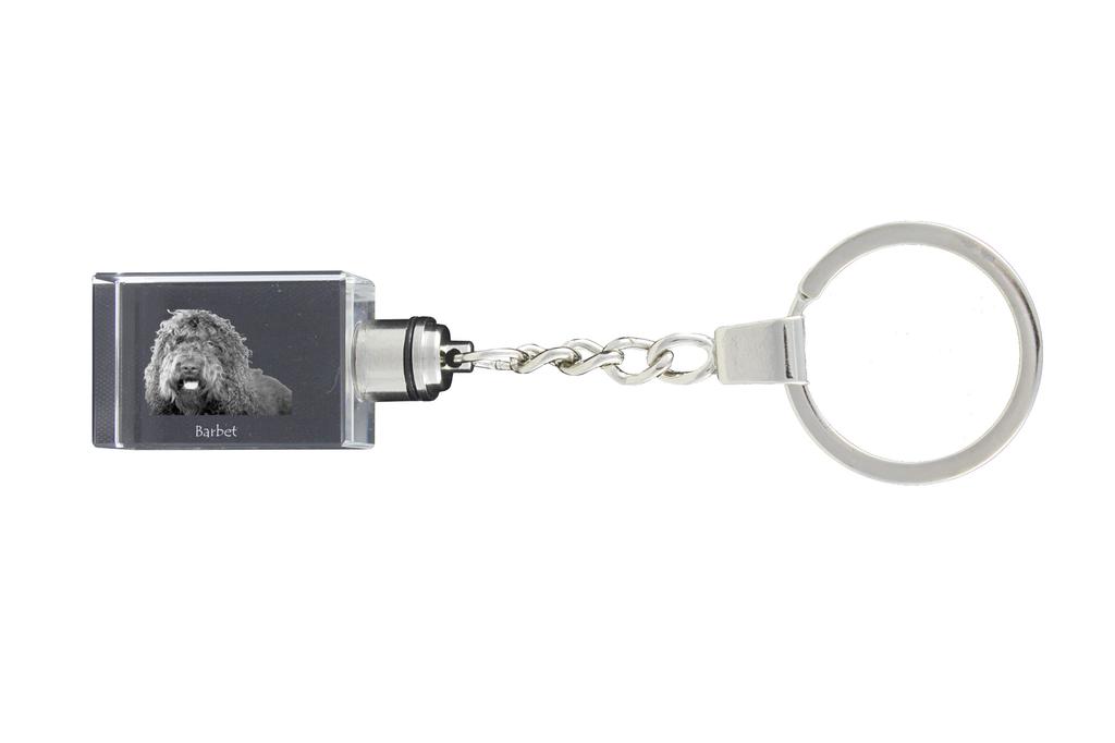 Barbet, French Water Dog - Crystal Key Ring with Dog Photo, Illuminated Key Ring, Unique Gift by Art-Dog Brand