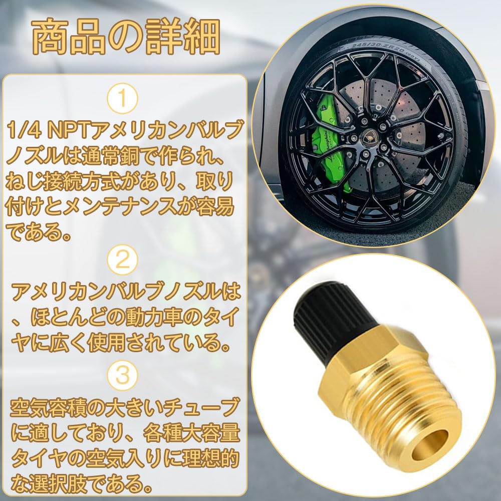 Tire Air Valve, American Air Valve, Brass Air Valve Tank Adapter Kit, 1/4 NPT,