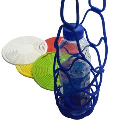 Silicone Wine Carrier Bag Multi-Use Storage Bag Drink Holder Mesh Coaster Kitchen Basket with Handle for Wine Bottle Fruits Hot Dishes