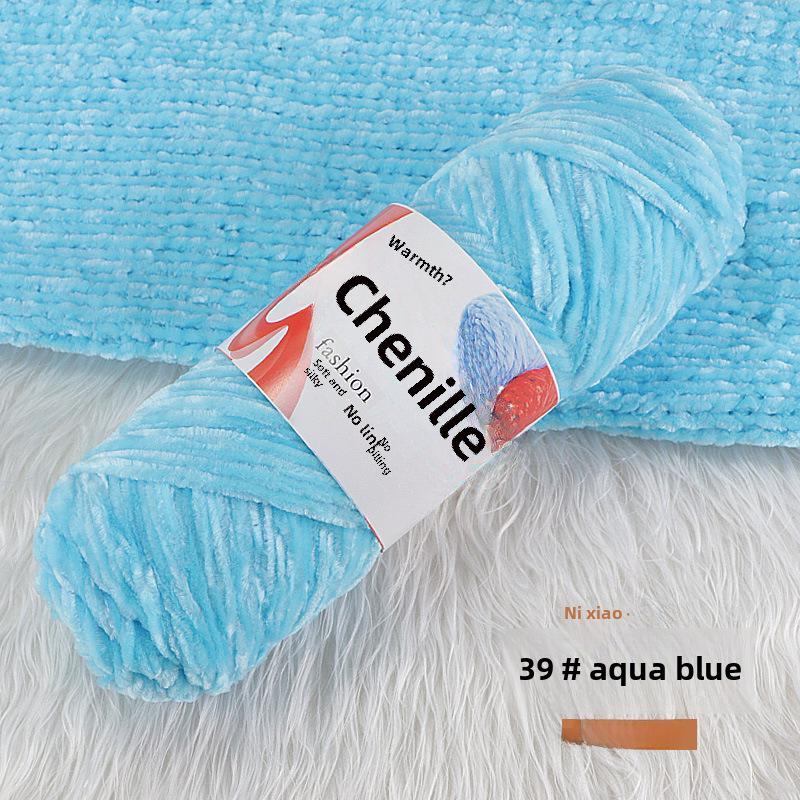 Chenille Gold Velvet Knit Scarf, Hat, Crochet Slippers, Doll Wool DIY Knitting Kit