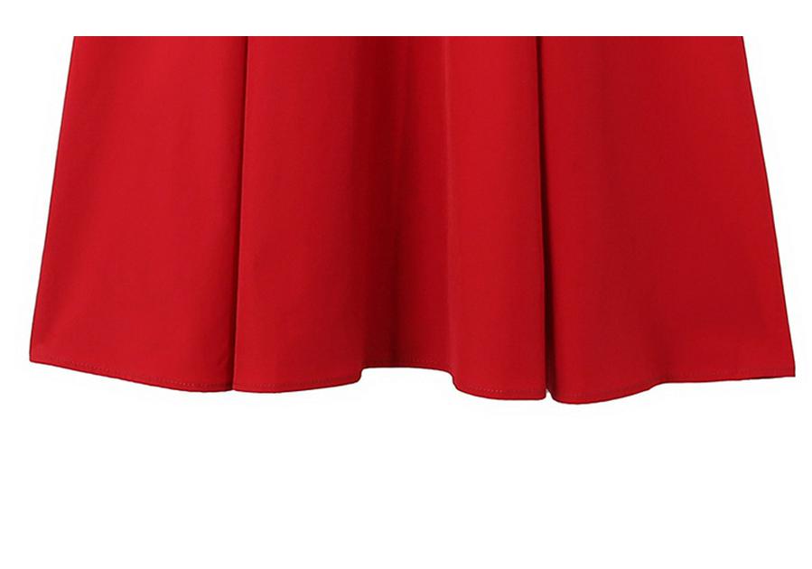 2026 Elegant Red French Short-Sleeve Slimming Plus Size Women's Dress