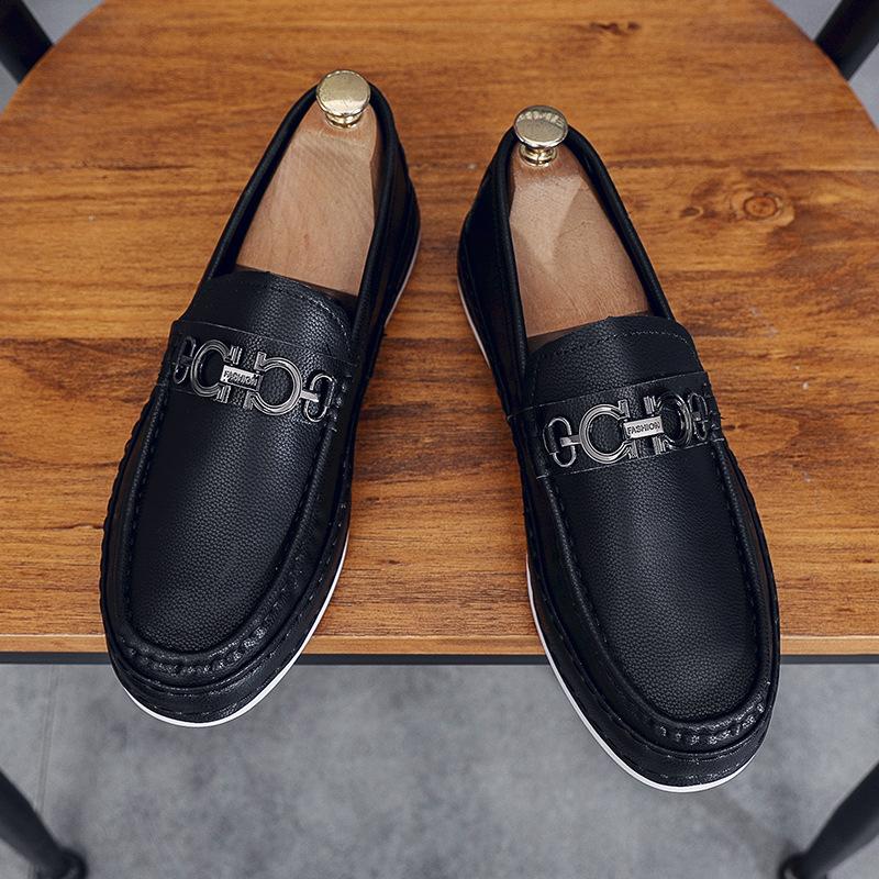 

Осенние мужские модные мужские повседневные кожаные туфли на толстой подошве, мужские ленивые туфли, обувь на одном педальном ходу, мягкая подошва, мягкая поверхность 39