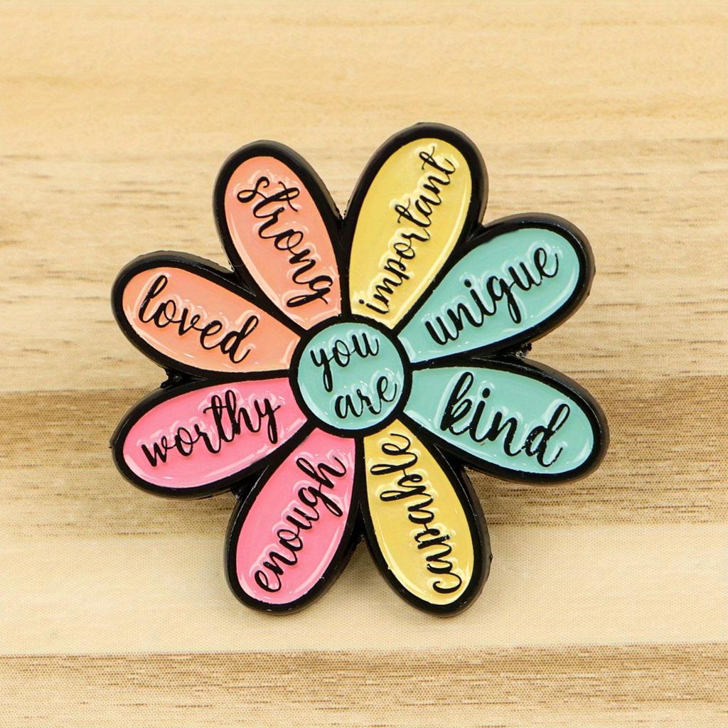 Inspirational Enamel Pin Floral Design with Colorful Petals - Zinc Alloy Lapel Badge for Backpacks, Bags, Clothes - Fashion Gift