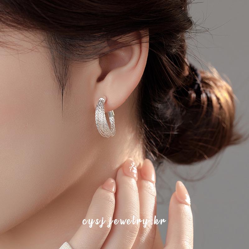 Cui Yan S925 Sterling Silver Korean Style Earrings - Women's C-Shaped Ear Cuff with Cold Fashion Appeal