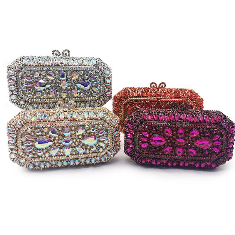 WHTUOHENG Borsa Bianca Grande Strass Metallo Dorato Diamante Cristallo Borsa da Matrimonio Moda Mini Ragazza Telefono Pochette da Sera Borse