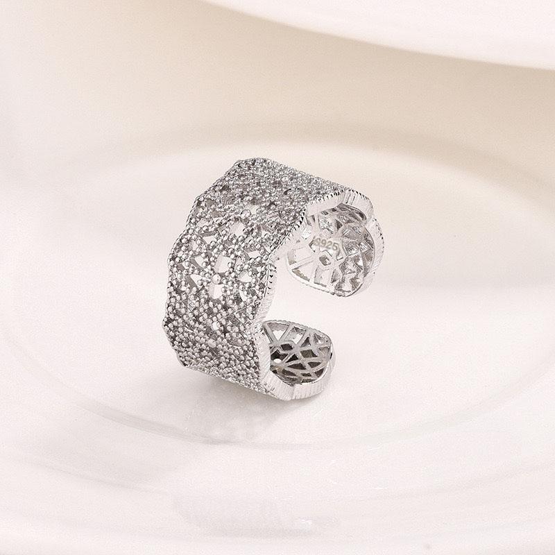 

BF CLUB 925 Sterling Silver Rings For Women Open Minimalist Retro CZ Ring Creative Anillos Bague Fine Jewelry resizable
