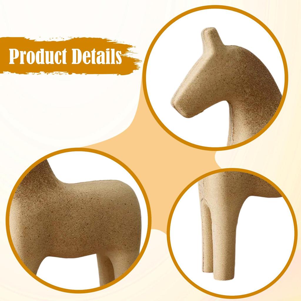 DIY Painting Wooden Horse Figure Unfinished Animal Ornament Craft Sculpture for Living Room Party