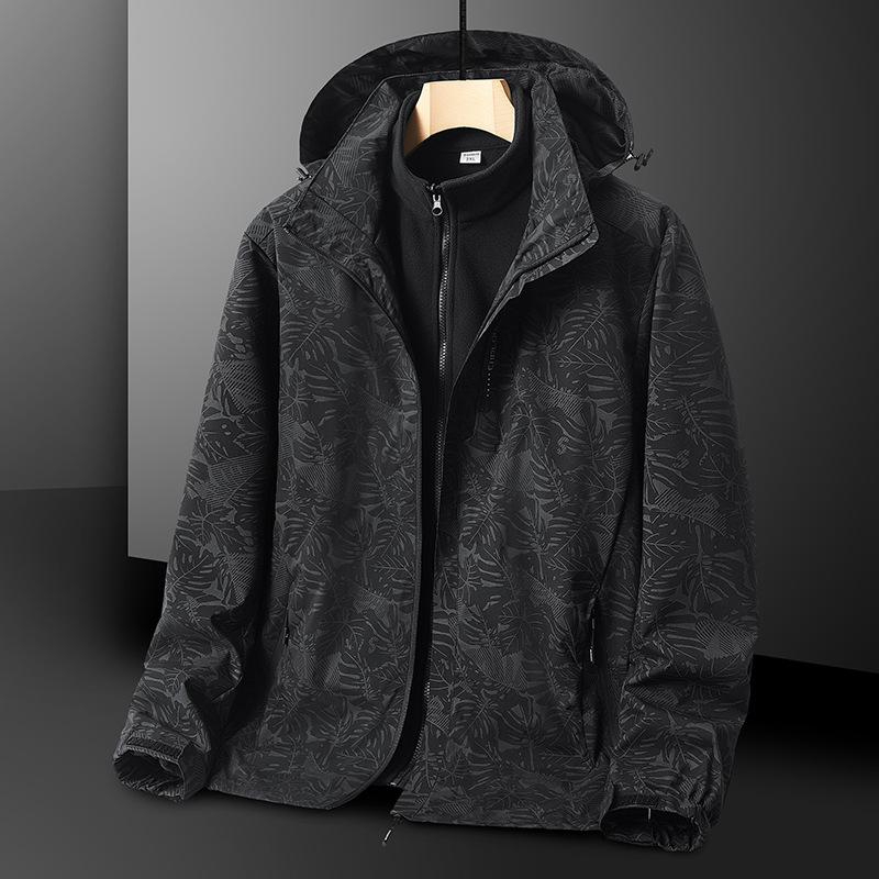 2023 autumn and winter new three-in-one removable sports outdoor jacket men's and women's autumn and winter camouflage two-piece set