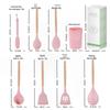 Silicone Kitchen Utensil Set with Wooden Handles