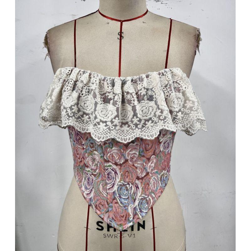 

INS Cross-Border Foreign Trade Special-Interest Design Retro Jacquard Oil Painting Patchwork Lace Sexy French Style Fishbone Vest Pink S