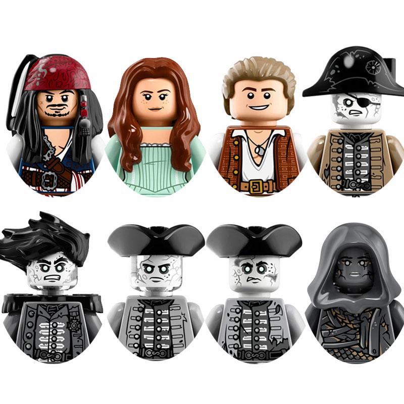 Pirati dei Caraibi Capitano Jack Jones Davy Jones Barbanera Figure Blocchi Mattoncini da Costruzione Giocattoli da Costruzione per Bambini