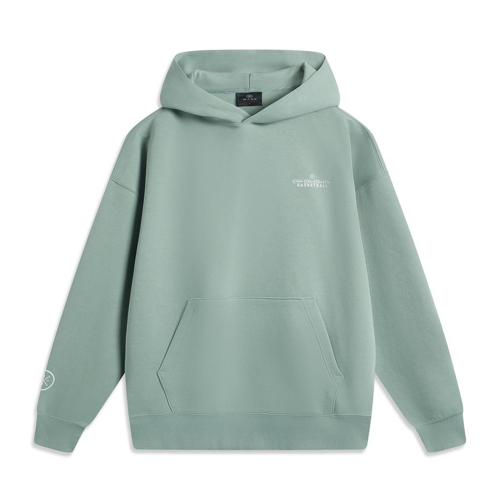 Li Ning Wade Series Comfortable Versatile Letter Printed Hoodie Men Hoodies Gray Green AWDU291-8