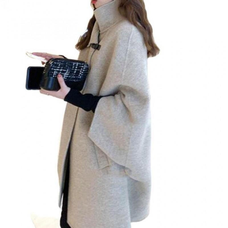 Womens Oversized Wool Blend Coat Winter Longline Cape Style Casual Office Wear