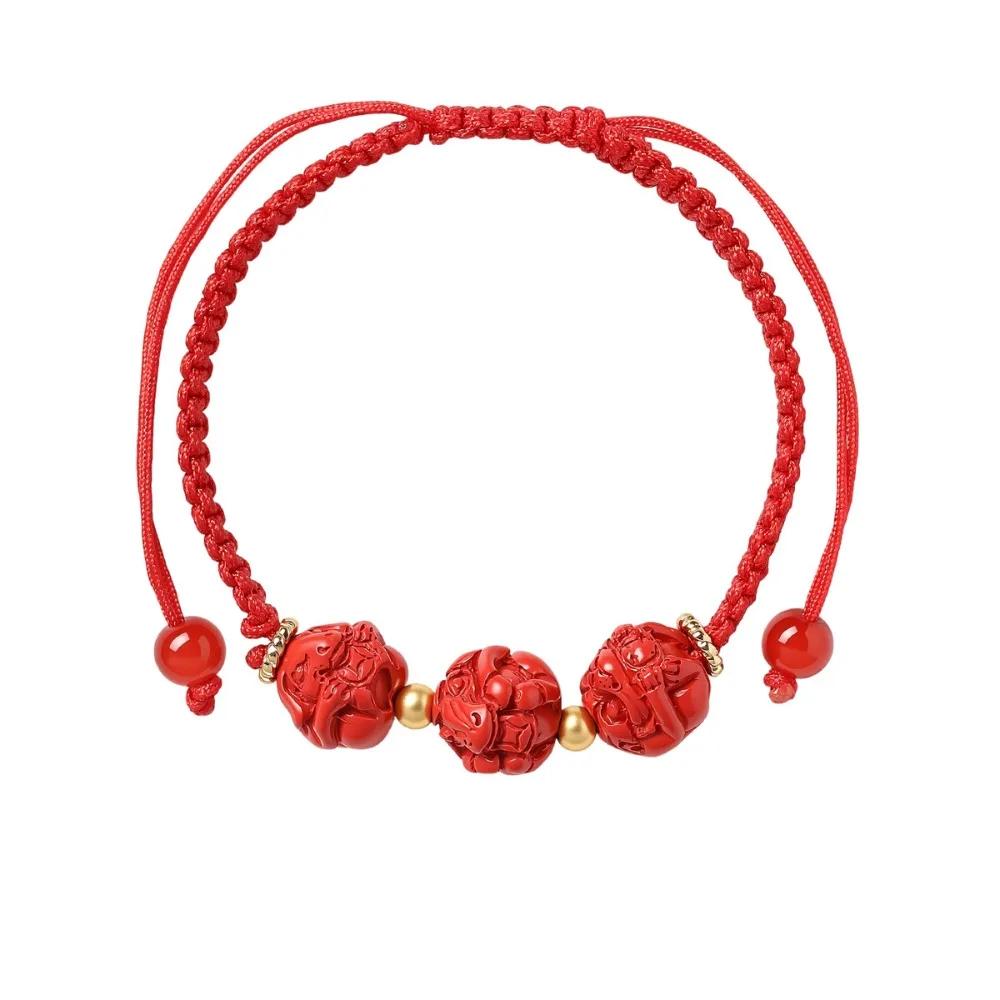 Hand-woven Zodiac Horse Bracelet Calabash Year of The Horse Good Lucky Bracelet Bead Jewelry Accessories Chinese Red Handrope