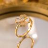 Exquisite super flash zircon ring for girls, light luxury, high-end sense opening adjustable ring, simple real gold electroplating