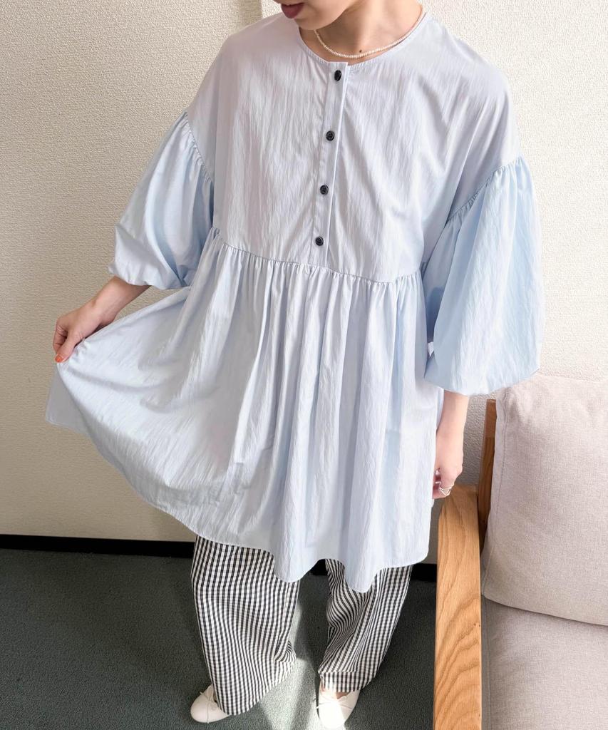 URBAN RESEARCH DOORS Women's Volume Sleeve Tunic Dress, Size SAX M, DRA4-23R105