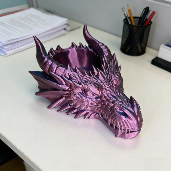 Dragon Head Storage Tray 3D Printed Gothic Table Organizer Desktop Key Jewelry Holder for Entryway Home Office Bedroom Dressing Table Nightstand