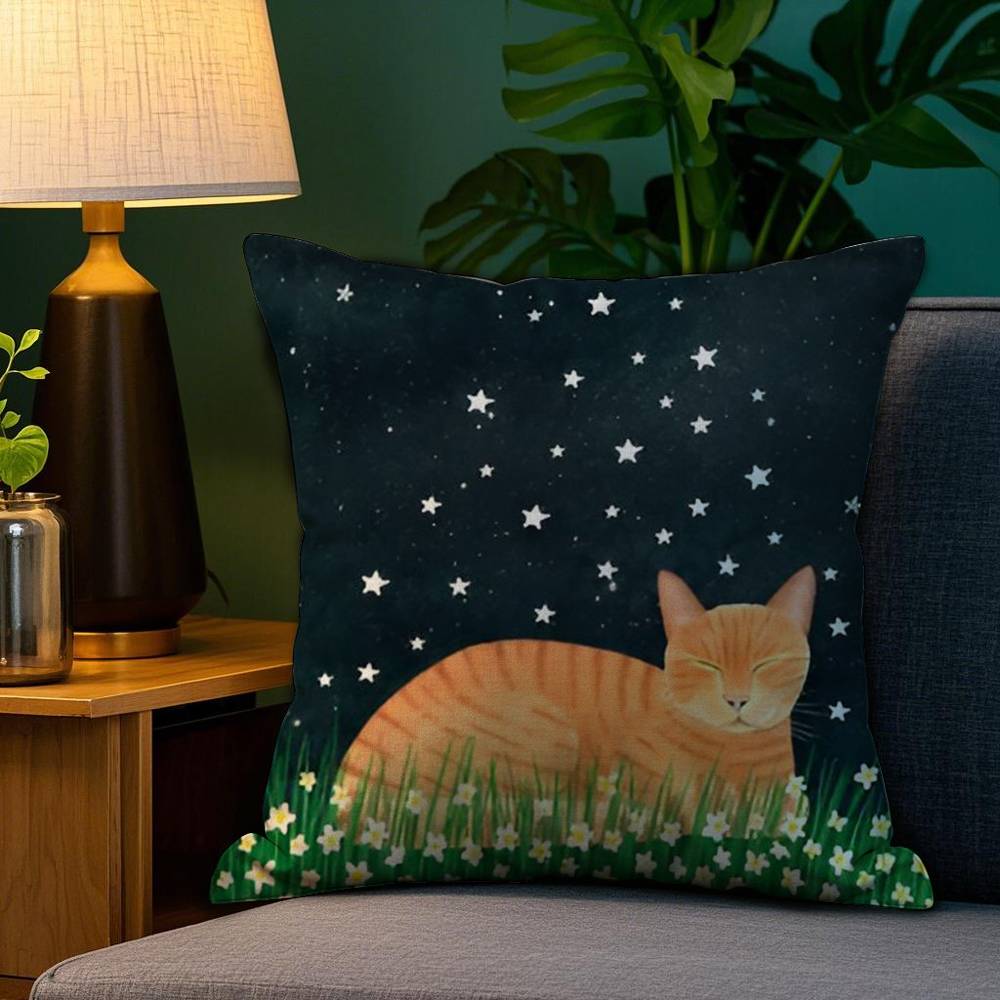 Anime Kwaii Plant CatS Pillow Case Plush Fabric Soft Double Sided Print Home Sofa High Quality Cushion Cover Throw
