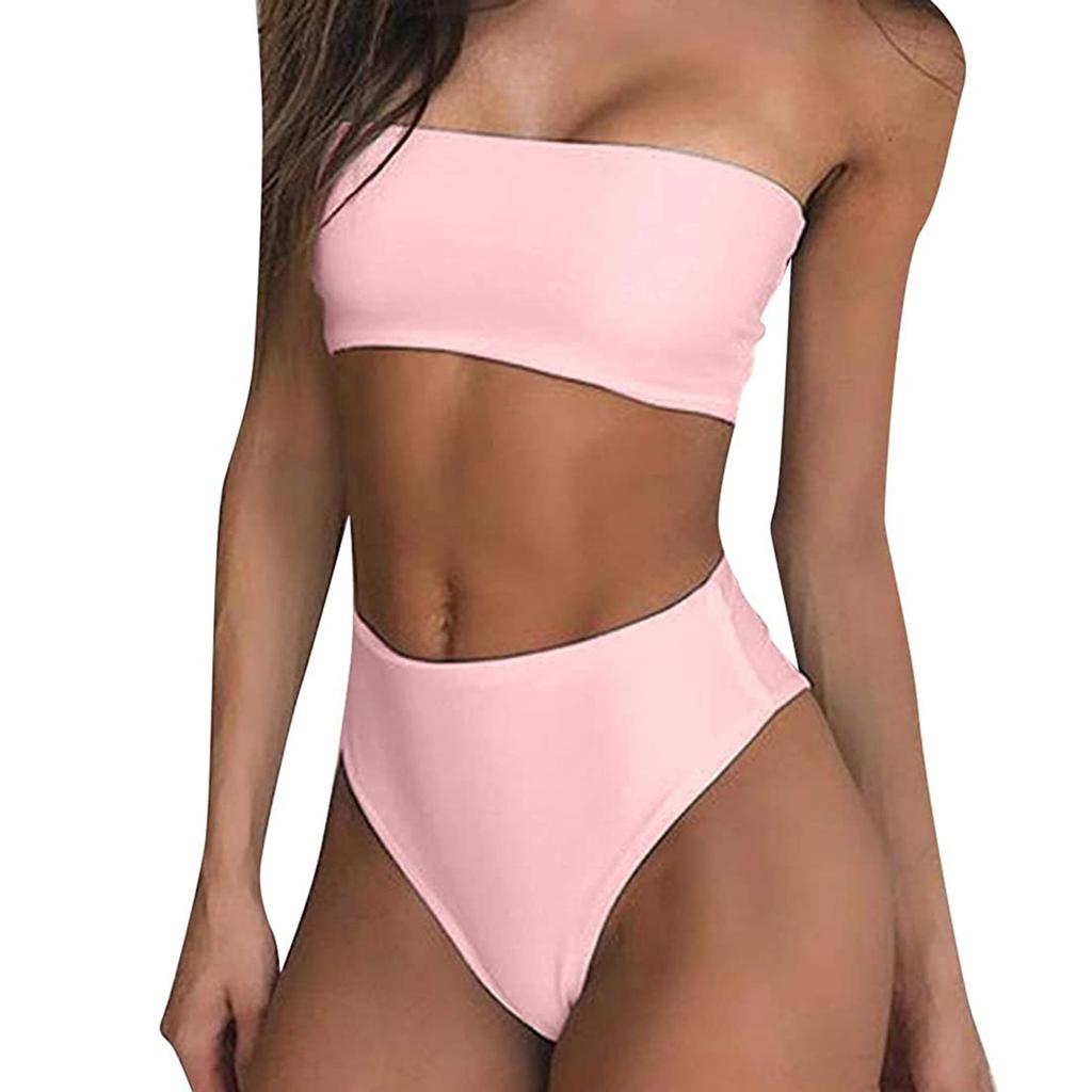 Women's Sexy Color Bralette Tops Bikini Set Two-Piece Swimsuit