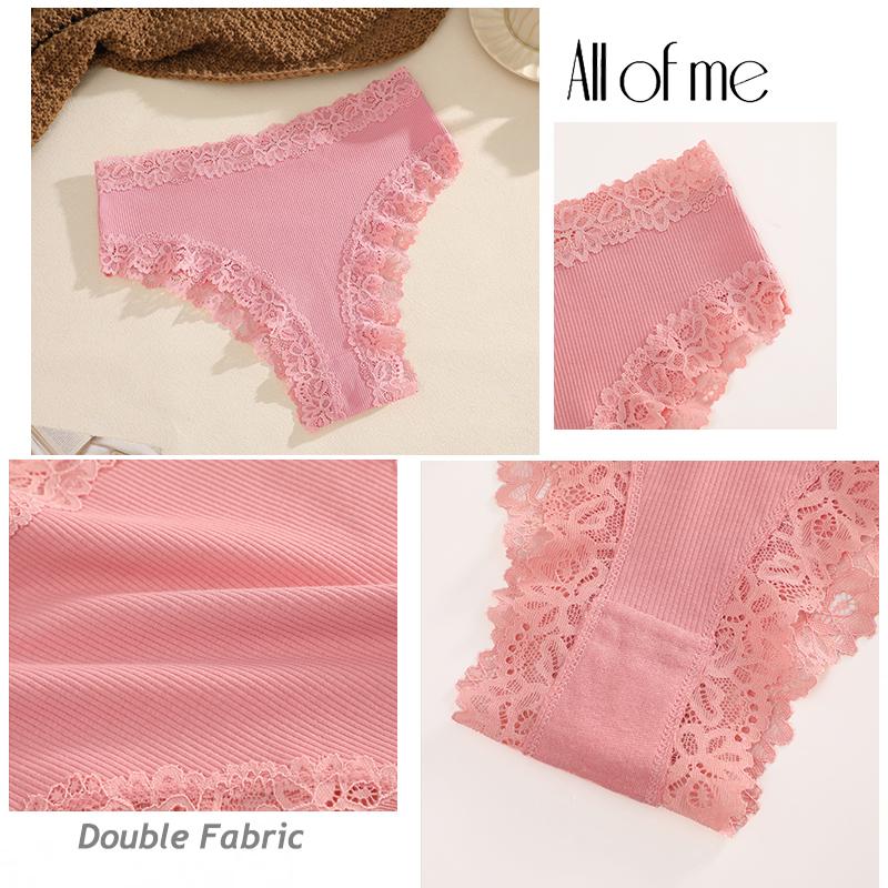 FINETOO 3Pcs Women Cotton Lace Panties Floral Intimate Briefs High Waist Brazilian Panties Female Soft Underpants Lingerie S-XXL