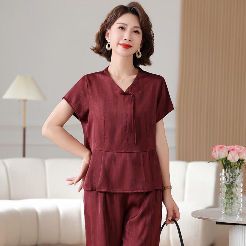 New Chinese Style Short Sleeve Blouse for Middle-Aged Women
