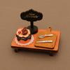 6Pcs/Set Cute Miniature Food Toy Dollhouse Mini Cake Pad Paper Tray Knife And Fork Model For Doll Kitchen Accessories