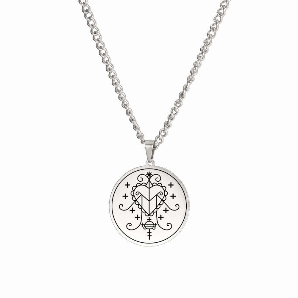 Dawapara Erzulie Freda Voodoo Veve Pendant Necklace Stainless Steel Vintage Jewelry Motherhood Amulet